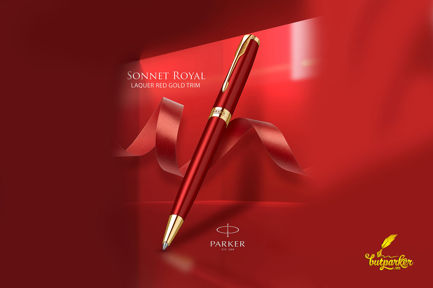 Bút bi Parker Sonnet 2017 Intense Red Lacquer GT Ballpoint Pen 1931476