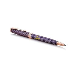 Bút bi Parker Sonnet 2017 Chiselled Silver Purple Matrix PGT Ballpoint Pen 1931545