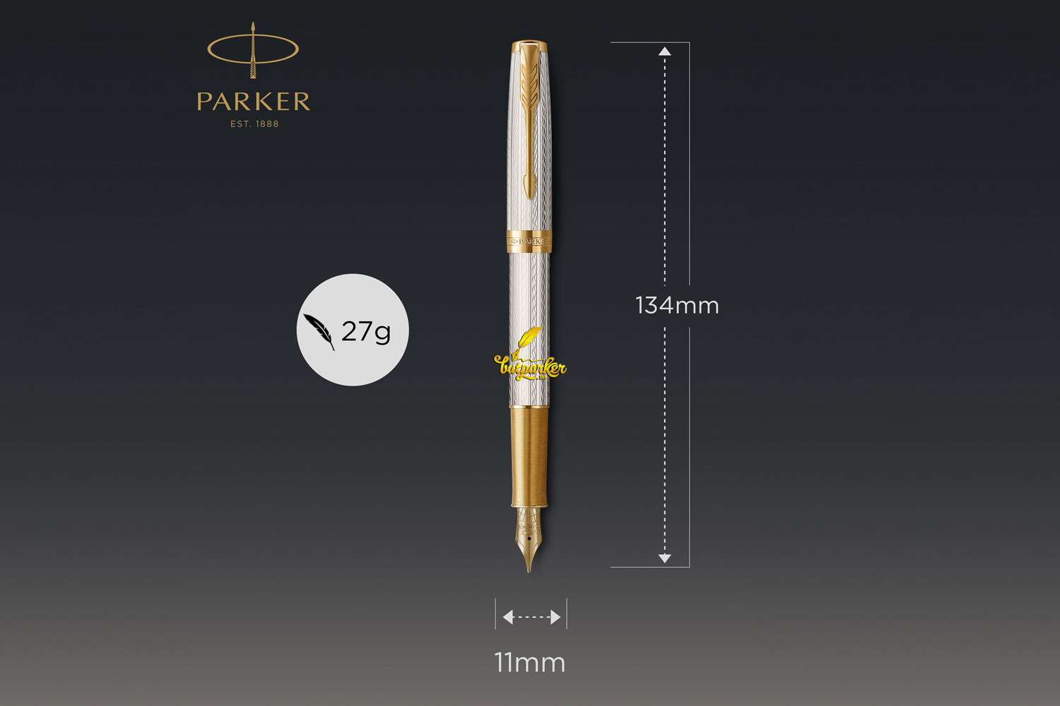 Bút máy Parker Sonnet Essentials Silver Mistral GT Fountain Pen 2119792