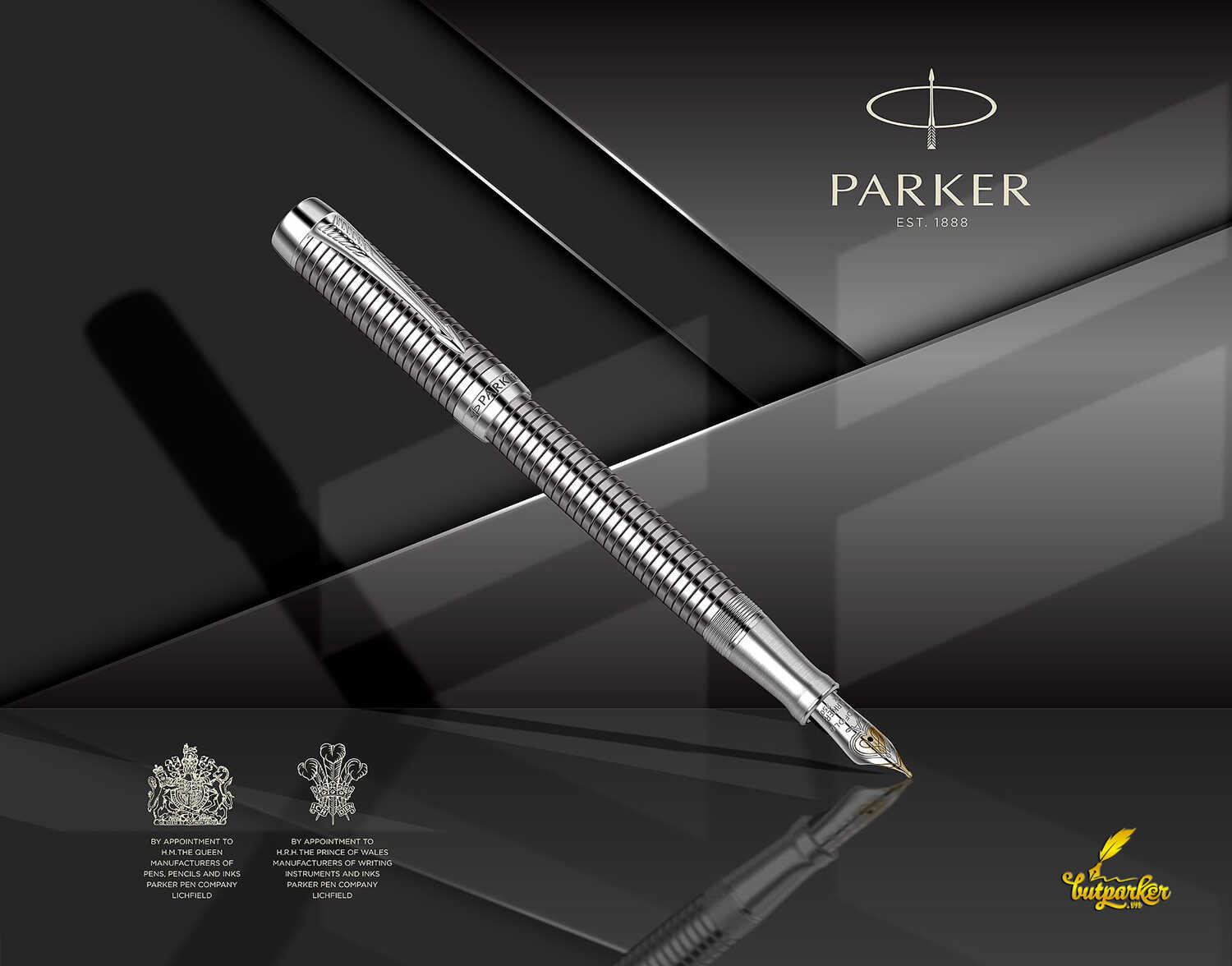 Bút máy Parker Duofold Prestige Ruthenium Chiselled CT Fountain Pen 1931333