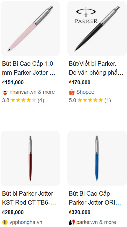 Bút Parker giá rẻ trên thị trường
