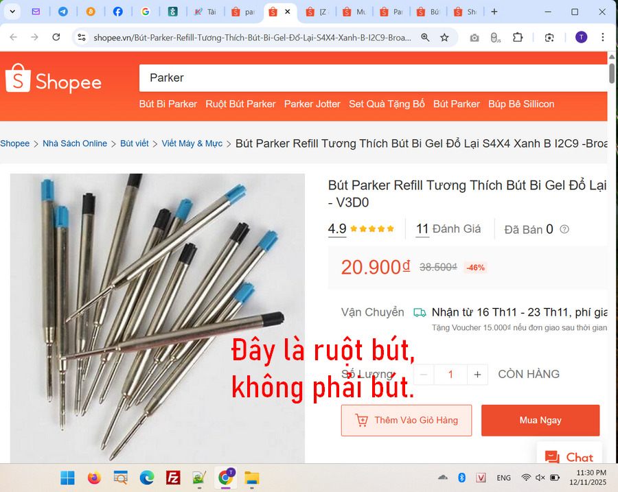 Ruột bút Parker giá rẻ trên Shopee