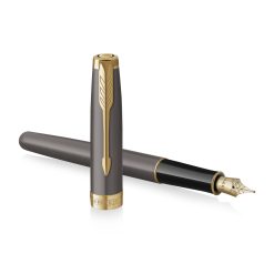 Bút máy Parker Sonnet 2025 Grey Lacquer GT Fountain Pen 2213680